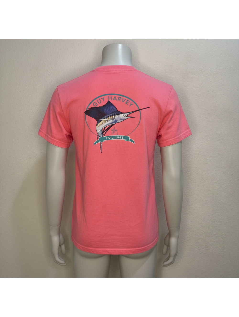 Guy Harvey Coral Pink Marlin Graphic Women’s Short Sleeve T-Shirt Size Small